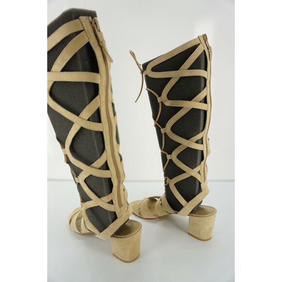 Stuart Weitzman Roman Gladiator Suede Sandal Size 8 Block Heel Open Toe $425 New - Picture 6 of 11
